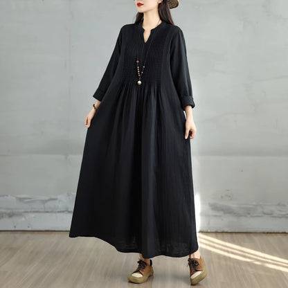 60%OFF⭐️期間限定【ワンピース】新作 文芸復古 ゆったり 長袖 ダブルレイヤー ガーゼ フレア ミディ丈 ロングワンピース【AHシリーズ】