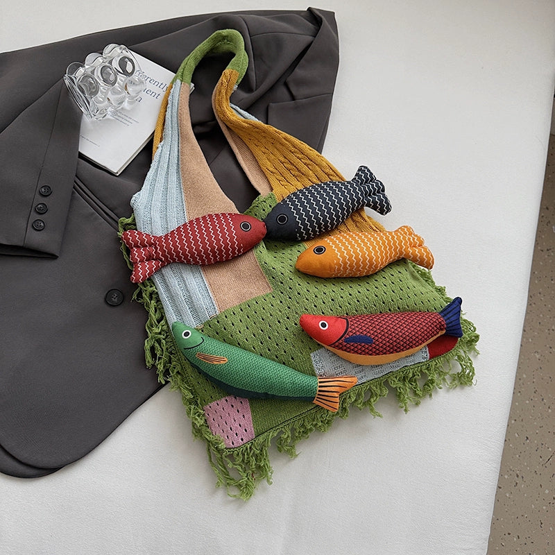 【バッグ】レディース トートバッグ ニット素材 大容量 通勤 肩掛け おしゃれ カジュアル【SHシリーズ】