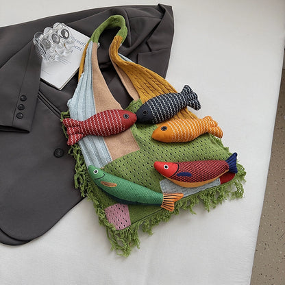 【バッグ】レディース トートバッグ ニット素材 大容量 通勤 肩掛け おしゃれ カジュアル【SHシリーズ】