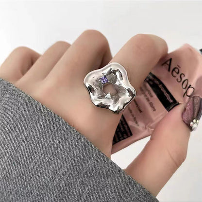 【グッズ】不規則メタルフラワー オープンリング レディース 韓国風 個性派 万能 上品 おしゃれ 指輪