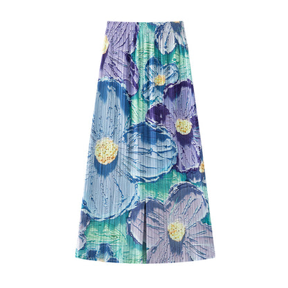 【ボトムス】夏 プリーツデザイン ハイウエスト 細見え 万能コーデ ミモレ丈 スカート 【SHシリーズ】