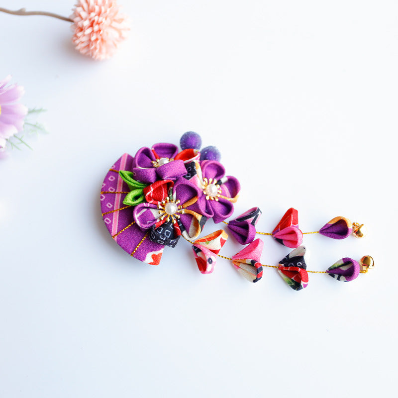 【セットアップ】夏 手作り布製  髪飾り つまみ細工風 和風ヘアアクセサリー 【SHシリーズ】