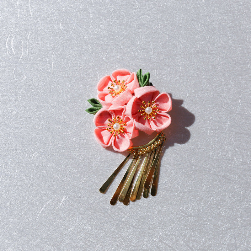 【セットアップ】夏 手作り布製  髪飾り つまみ細工風 和風ヘアアクセサリー 【SHシリーズ】