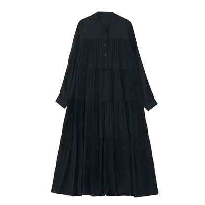 【24AW】【ワンピース】レトロ 切り替え ゆったり 着痩せ Aライン 長袖ワンピース