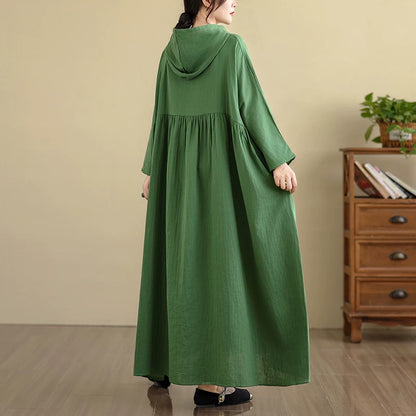 【60%OFF⭐️早い者勝ち】【ワンピース】フーディーワンピース 長袖 無地 ナチュラルフェミニン レトロ感【JZシリーズ】