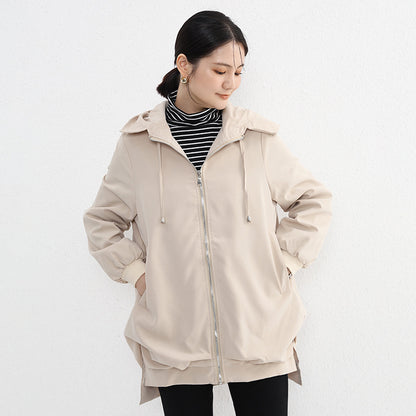 【アウター】春 秋 ゆったり 前短後長 ポケット トレンチコート ジャケット