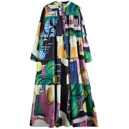 【ワンピース】春 秋 冬 大振裾 花柄 長袖 ワンピース 【SHシリーズ】