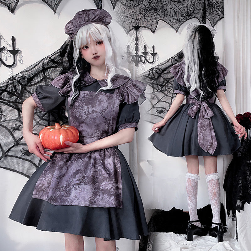 【ハロウィン】南瓜ウィッチコスプレ・ホラードール・メイド風・ダークゴシック・ヴァンパイアワンピース