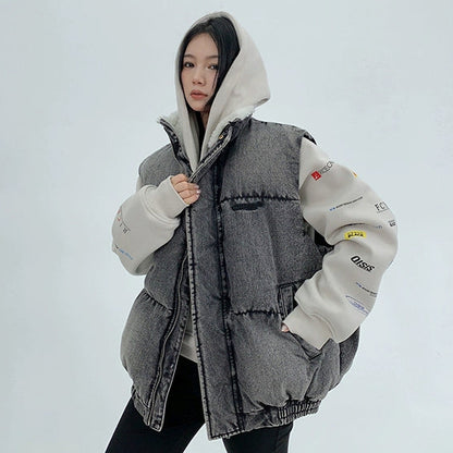 【アウター】春 秋 冬 アメリカンスタイル ヴィンテージ加工 厚手 デニム 綿入れコート【FCシリーズ】