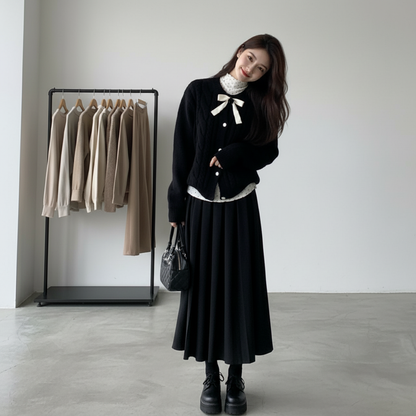 【セットアップ】春 秋 冬 ニット セーター + スカート 2点セット 【JZシリーズ】