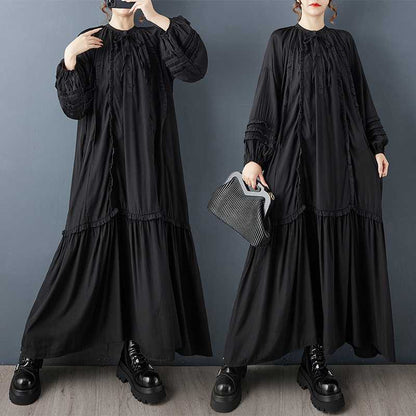 【60%OFF⭐️早い者勝ち】【ワンピース】春 秋 冬 フリル縁 アシンメトリーパッチワーク 長袖 ワンピース 【SHシリーズ】