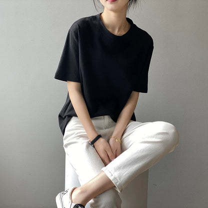 【トップス】無地 夏  ラウンドネック Tシャツ