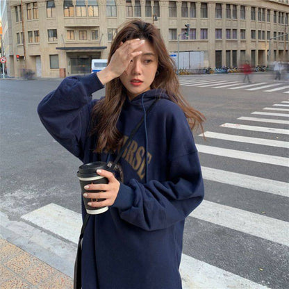 【ワンピース】春秋冬 3color 韓国風 大きいサイズ 秋冬 ゆったり フード付き  ロング 長袖ワンピース