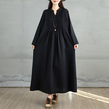 60%OFF⭐️期間限定【ワンピース】新作 文芸復古 ゆったり 長袖 ダブルレイヤー ガーゼ フレア ミディ丈 ロングワンピース【AHシリーズ】