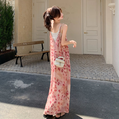 【ワンピース】フレンチロマンティック 配色が映える多幸感 花柄ノースリーブキャミワンピース【SHシリーズ】