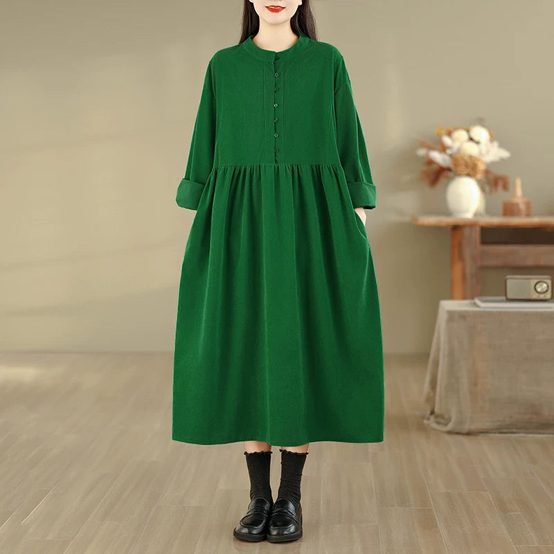 【ワンピース】コーデュロイ ハーフボタン ハーフボタン 長袖 ワンピース 【JZシリーズ】