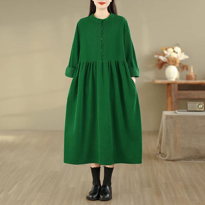 【ワンピース】コーデュロイ ハーフボタン ハーフボタン 長袖 ワンピース 【JZシリーズ】
