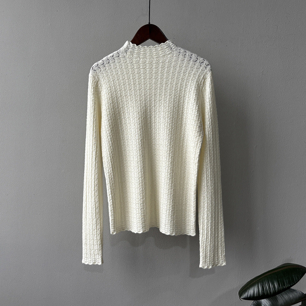 5カラー【トップス】シンプル無地 ハーフハイネック レースニット レディース 秋冬 ふんわり柔らか すっきりシルエット インナー【JZシリーズ】