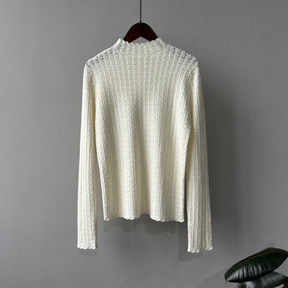 5カラー【トップス】シンプル無地 ハーフハイネック レースニット レディース 秋冬 ふんわり柔らか すっきりシルエット インナー【JZシリーズ】