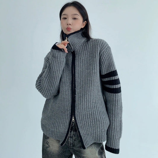 【アウター】春 秋 冬 ヴィンテージ風 ローゲージ ニットカーディガン ジャケット 【FCシリーズ】