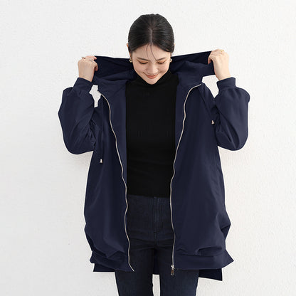 【アウター】春 秋 ゆったり 前短後長 ポケット トレンチコート ジャケット