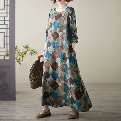 【ワンピース】大きいサイズ レディース 長袖 ワンピース リゾート風 ビーチドレス ボヘミアンスタイル ロングワンピース【SHシリーズ】