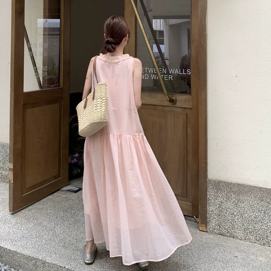 【ワンピース】夏 フレンチ風 温柔 フリルデザイン ノースリーブワンピース【JZシリーズ】