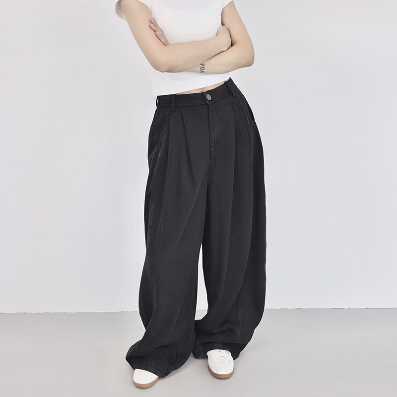 【ボトムス】夏 ハイウエスト フルレングス 体型カバーストレートパンツ 【AHシリーズ】