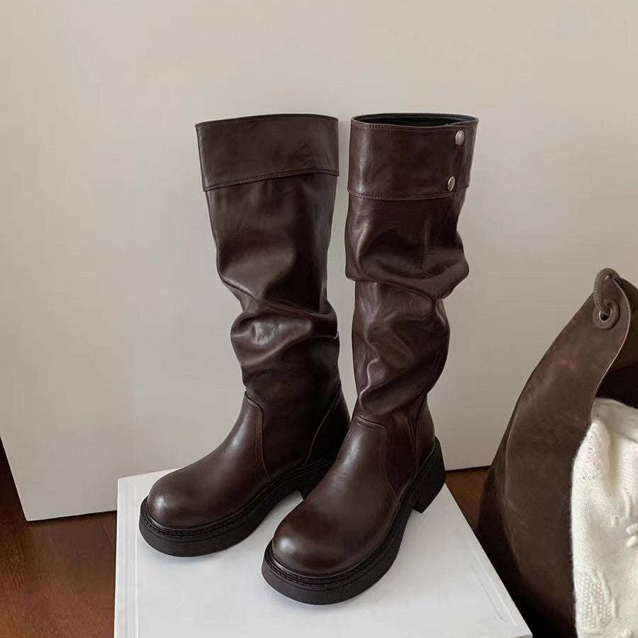 【シューズ】💫2WAYドレープロングブーツ レディース 厚底ヒール 廃墟系ファッション【30～35日以内に発送予定】