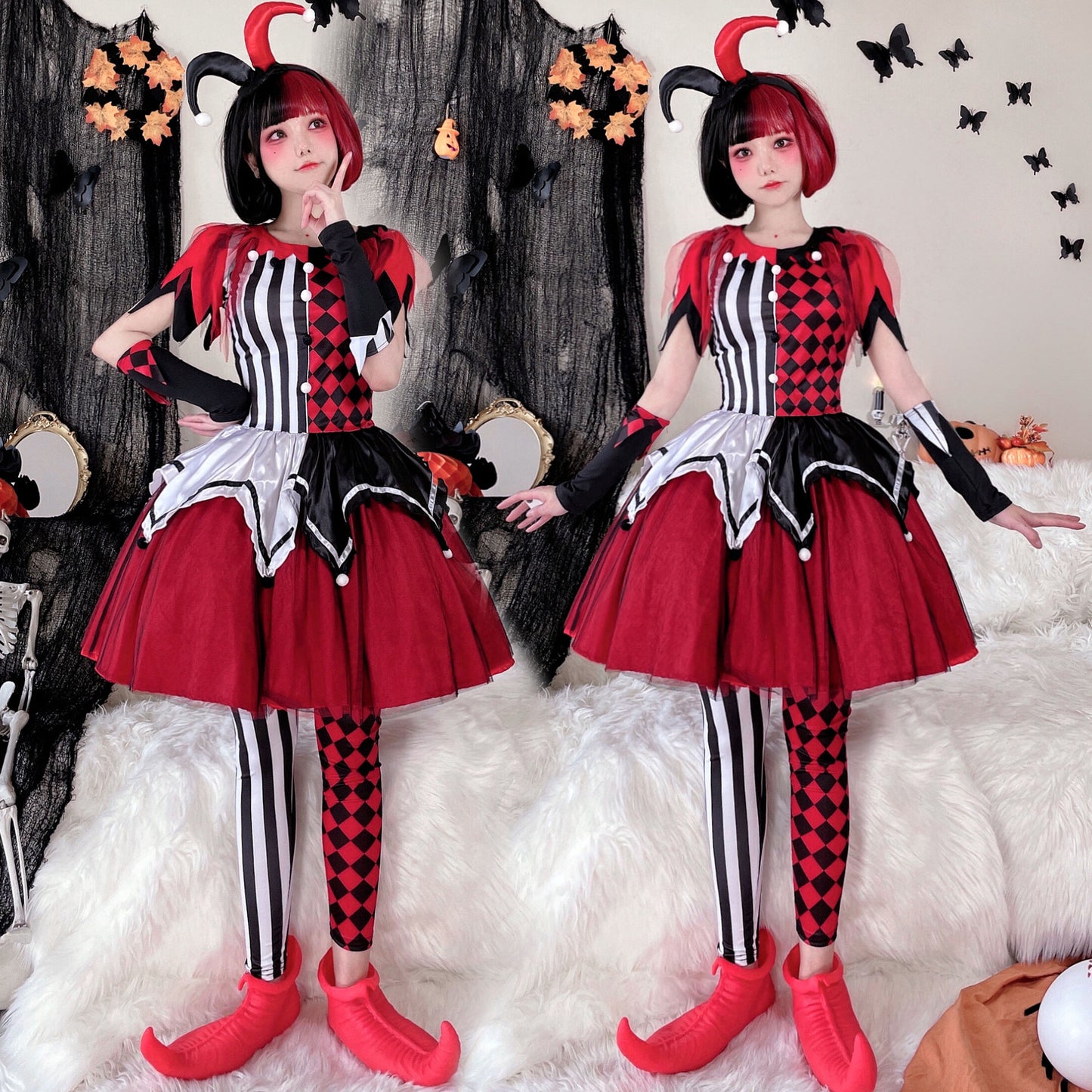 【ハロウィン】コスプレ  魔女 コスプレ 仮装 パーティー お祭り ワンピース ハーレークイーン コスチューム 演出衣装