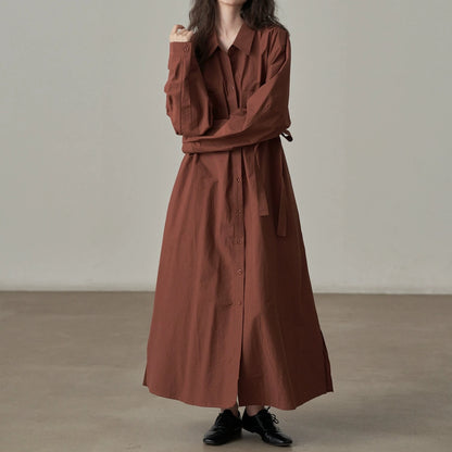 【24AW】【15～20日内発送】【ワンピース】シンプル レトロ 高級感 合わせやすい 長袖ワンピース