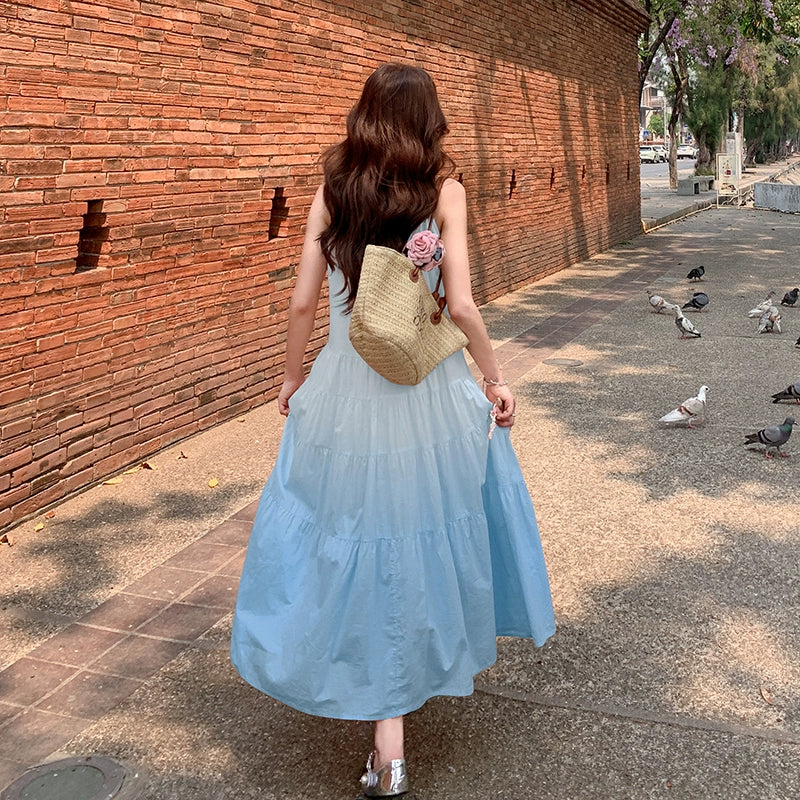 【ワンピース】フレンチ夏 スイートエレガント グラデーション ノースリーブワンピース【SHシリーズ】