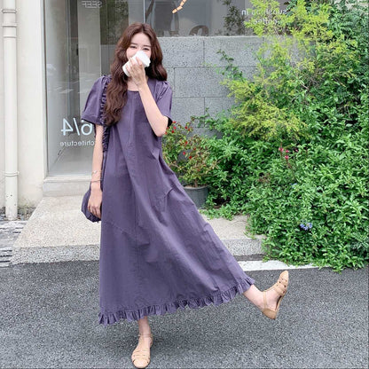 バッグ付き!【ワンピース】 夏新作 レトロ 韓国風 ゆったり 半袖ワンピース