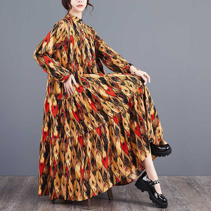 【ワンピース】春 秋 冬 大きいサイズ おしゃれ プリント 切り替え ティアードスカート【SHシリーズ】