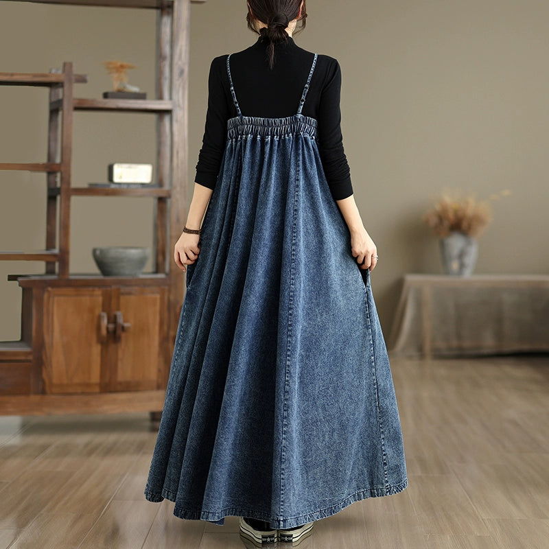 【ワンピース】レトロ 重ね着 春 秋 冬 大振裾 タンクトップ  ワンピース 【SHシリーズ】