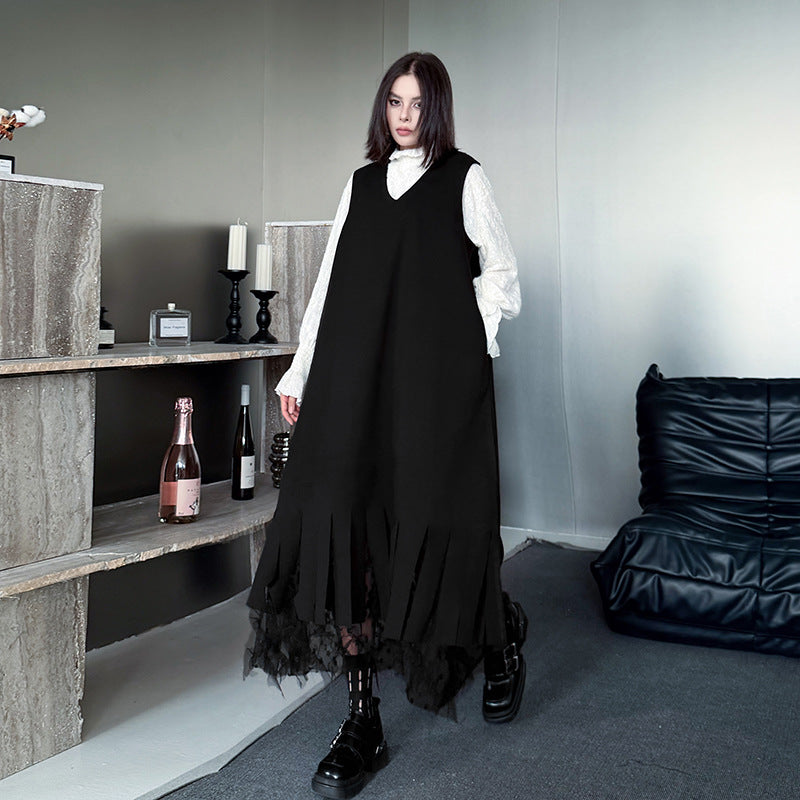 【ワンピース】春 秋 冬 Vネック レース  Aライン ワンピース 【AHシリーズ】