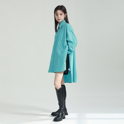 【トップス】ヴィンテージライクロングシャツ レディース アシンメトリー ゆったり こなれ感 デザインシャツ【JZシリーズ】