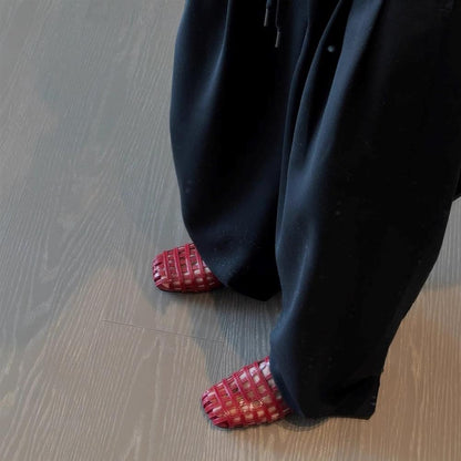 【シューズ】夏 スクエアトゥ透かし彫り サンダル 【JZシリーズ】