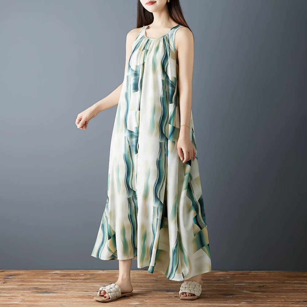 期間限定⭐️60%OFF【ワンピース】ノースリーブ ワンピース レディース 夏 シフォン ロングワンピース 花柄 ゆったり 体型カバー 薄手【SHシリーズ】