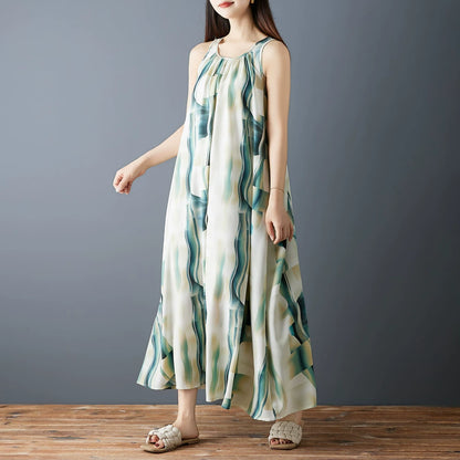期間限定⭐️60%OFF【ワンピース】ノースリーブ ワンピース レディース 夏 シフォン ロングワンピース 花柄 ゆったり 体型カバー 薄手【SHシリーズ】