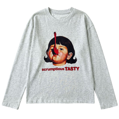 【トップス】クルーネック プリント 着回しやすい 長袖 Ｔシャツ 【JZシリーズ】