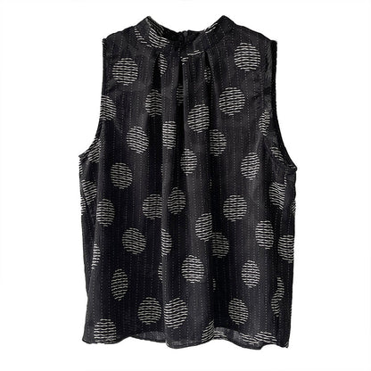 【トップス】夏新作 ファッションラウンドネック ドット柄 ゆったり 着痩せ 気品あふれる ノースリーブシャツ【JZシリーズ】【SHシリーズ】