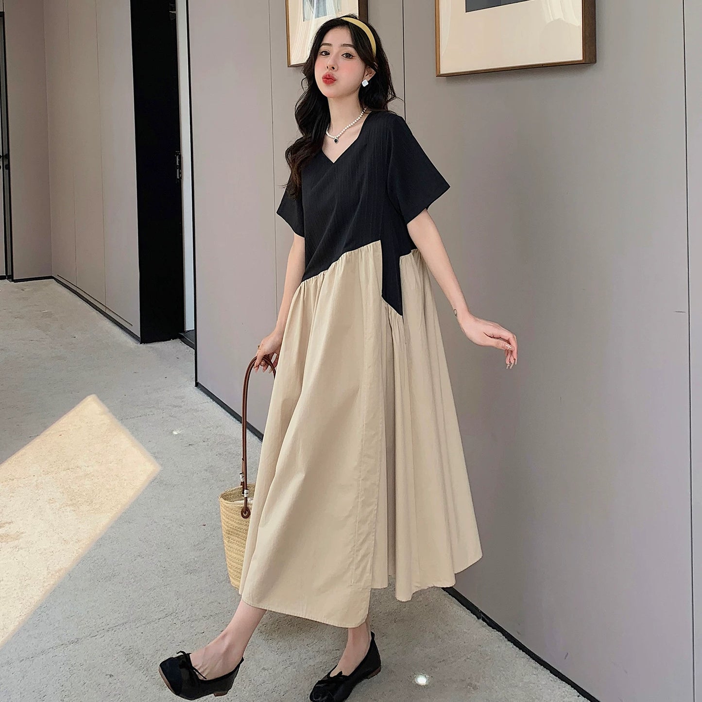 60%OFF⭐️期間限定【ワンピース】レイヤード風 アシンメトリー Aライン 半袖 ワンピース 【JZシリーズ】