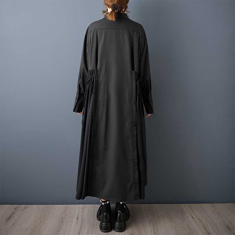 【ワンピース】春 秋 冬 アシンメトリー ウエストマーク シャツ ワンピース 【AHシリーズ】