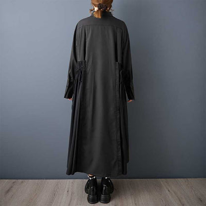 【ワンピース】春 秋 冬 アシンメトリー ウエストマーク シャツ ワンピース 【AHシリーズ】