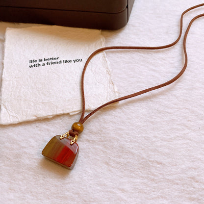 【🎁 B2G1｜先行スタート！】【グッズ】韓国風 カラフル人工タイガーアイ バッグネックレス  ニットチェーン レトロ 高級感 アクセサリー