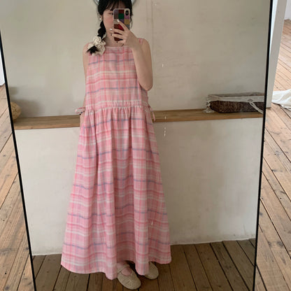 【ワンピース】フレンチ風 ピンク 若見え ウエストマーク Aラインロングワンピース 【JZシリーズ】