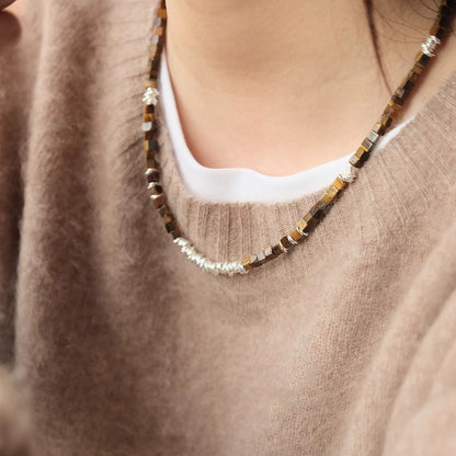 【🎁 B2G1｜先行スタート！】【グッズ】S925純銀×タイガーアイリングネックレス｜女性向け上質で小ぶりな高級感のあるチョーカー