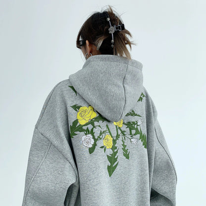 【24AW】【10～15日内発送】【トップス】海外トレンド oversize ゆったり 厚い保温 刺繍 フード付きパーカー【FCシリーズ】