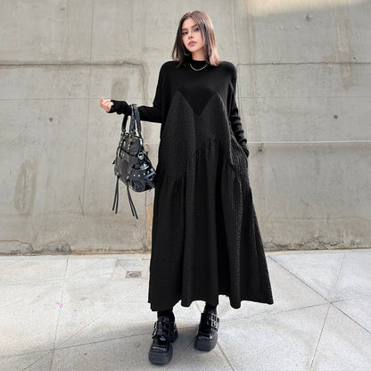 【ワンピース】切り替え 春 秋 冬 ダークテイスト長袖 ワンピース 【AHシリーズ】